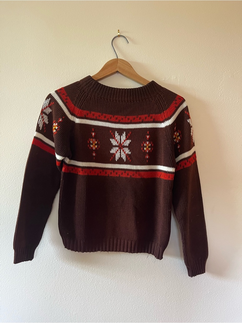 Women’s Brown and Orange fall  Crewneck Sweater